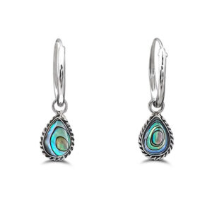 Water Drop Abalone Hoop Charm Earrings
