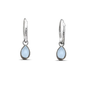 Water Drop Blue Shell Hoop Charm Earrings