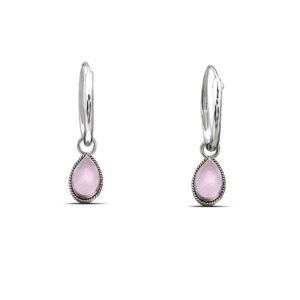 Water Drop Pink Shell Hoop Charm Earrings