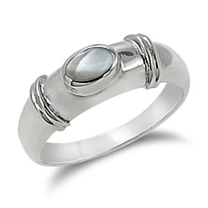 Bold White Shell Silver Ring