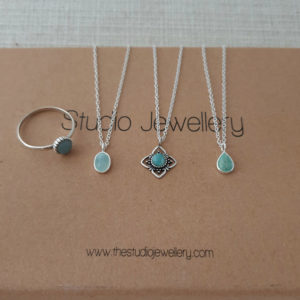 Blue Circle Amazonite Silver Gemstone Ring