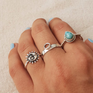 Water Drop Larimar Silver Ring