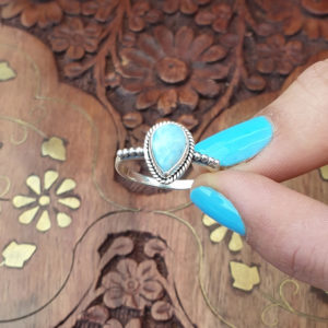 Water Drop Larimar Silver Ring