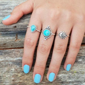 Water Drop Larimar Silver Ring