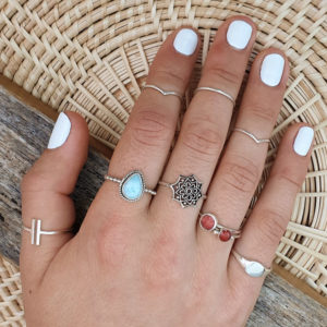 Water Drop Larimar Silver Ring