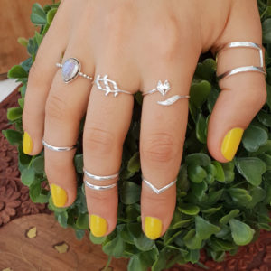 Water Drop Rainbow Moonstone Sterling Silver Ring