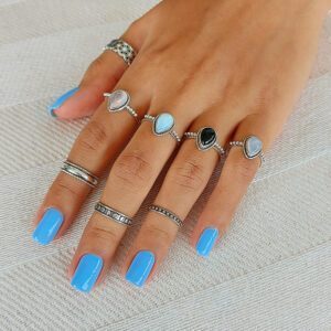 Water Drop Onyx Sterling Silver Ring