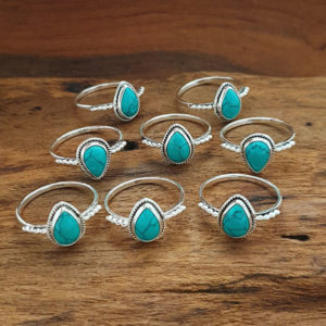 Water Drop Turquoise Silver Ring