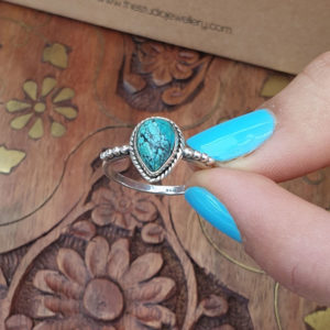Water Drop Turquoise Silver Ring