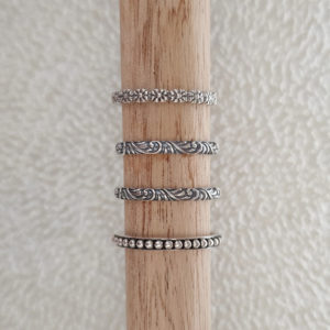 3mm Beaded Silver Stacker Band Ring