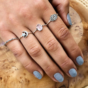 Hamsa Oxidised Silver Ring