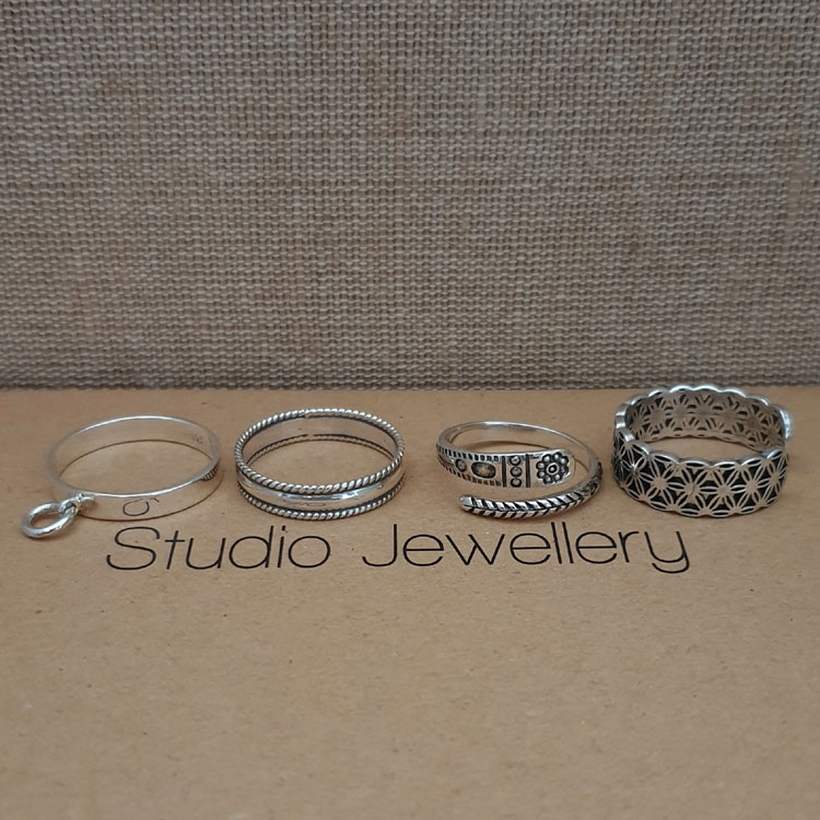 Double Rope Band Silver Ring - Studio Jewellery Europe