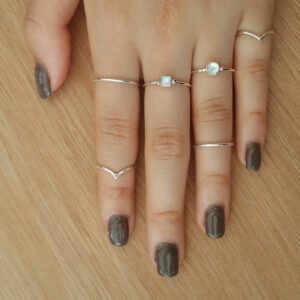 Small Fine Mother of Pearl Circle Silver Ring