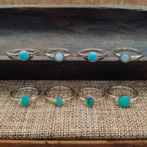 Blue Circle Amazonite Silver Gemstone Ring