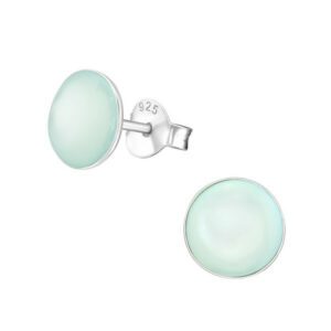 Light Blue Shell Circle Earring Studs