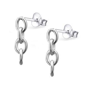 Chain Link Silver Earring Studs