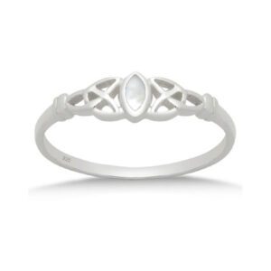 Fine Celtic Mother Of Pearl Sterling Silver Ring