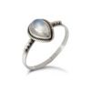 Water Drop Rainbow Moonstone Sterling Silver Ring