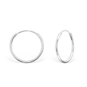 Medium 20-40mm Slim Sterling Silver Hoop Earrings