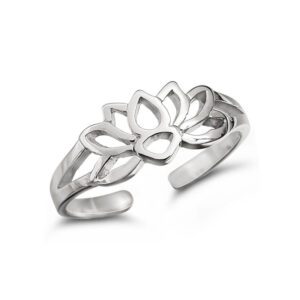 Lotus Mid Finger Silver Ring
