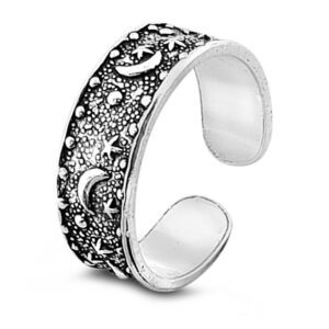 Moon Star Silver Toe Ring