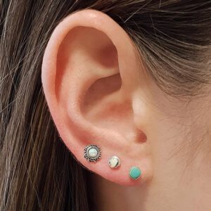 Flat Round Disc Silver Sleeper Studs