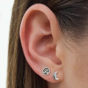 Man in the Moon 925 Sterling Silver Ear Studs