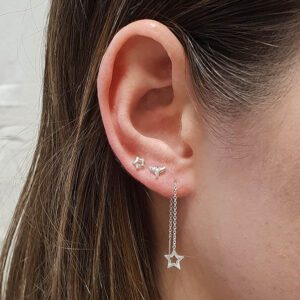 Tiny Whale Tail Sterling Silver Ear Studs