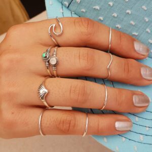 Small Shell Rope Head Silver Ring