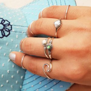 Small Shell Rope Head Silver Ring