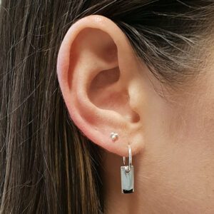 Bar Tag Silver Hoop Earrings