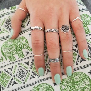 7 Elephants Band Sterling Silver Ring