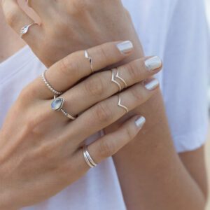 Sterling Silver Fine V Chevron Ring