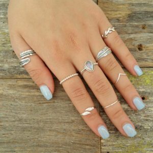 Adjustable Leaf Midi Ring in Sterling Silver