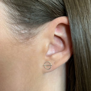 Circle Bar Silver Stud Earrings
