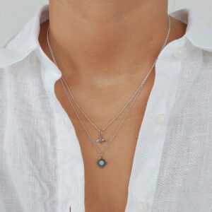 Blue Amazonite Gemstone Silver Necklace