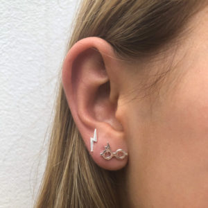 Lightning Bolt Silver Stud Earrings