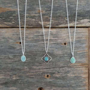 Water Drop Amazonite Silver Necklace