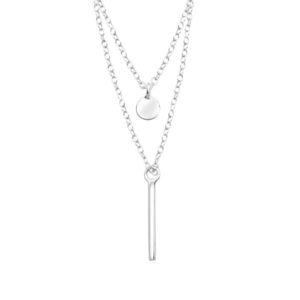 Circle Bar Silver Necklace