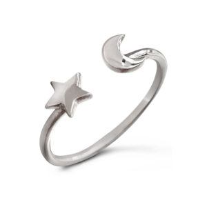 Moon Star Adjustable Silver Ring