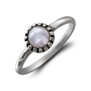 Circle Moonstone Silver Gemstone Ring