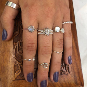 Sun Moonstone Silver Gemstone Ring