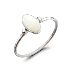 Marquise White Shell Silver Ring