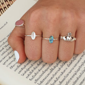 Marquise White Shell Silver Ring