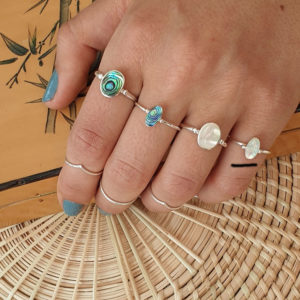 Marquise White Shell Silver Ring