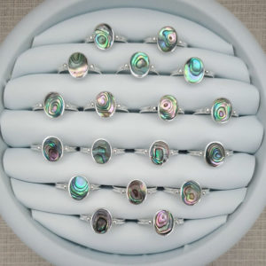 Big Oval 1 Bead Silver Abalone Ring