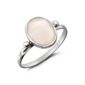 Big Oval 1 Bead Silver Ring