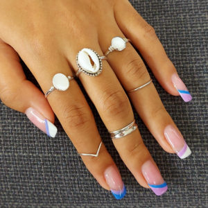 Big Oval 1 Bead Silver Ring