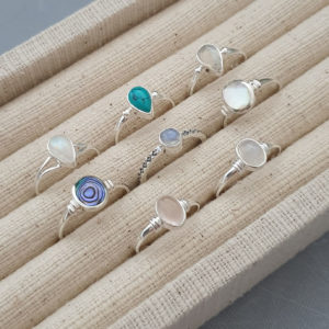 Rainbow Moonstone Pear Shape Silver Gemstone Ring