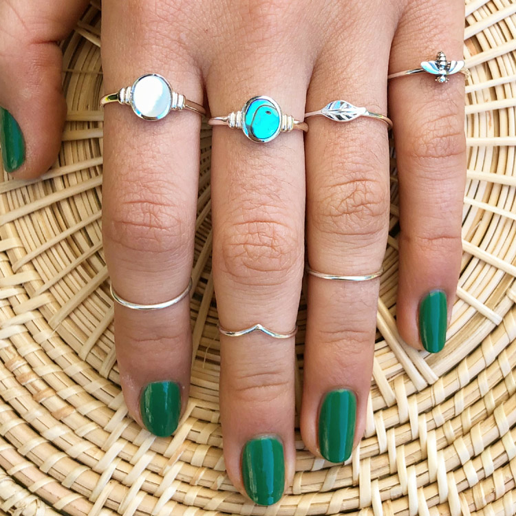 Silver abalone ring sales